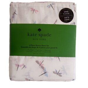 Kate Spade Queen Sheet Set 4pc Dragonfly Colorful Pink Blue Purple NEW